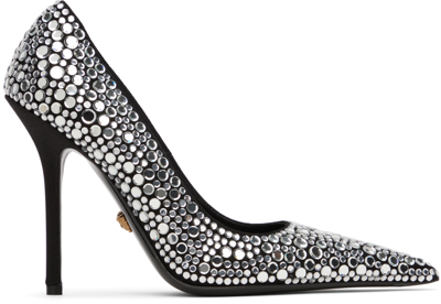 Versace Black Decollete T.110 Heels In 2b30v-black+crystal-