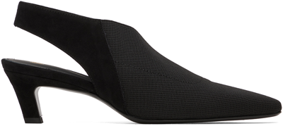 Totême Black 'the Mid Heel Elastic Slingback' Heels