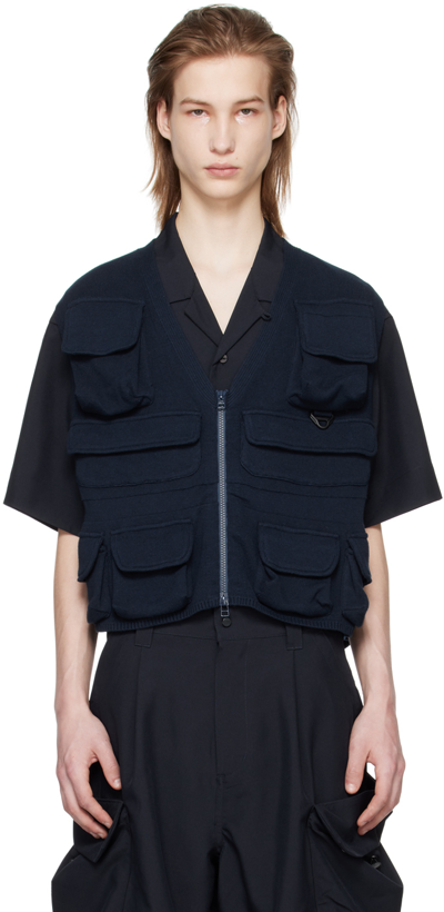 Meanswhile Navy Luggage Waistcoat