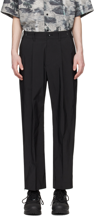 Meanswhile Black Side Zip Trousers In Off Black