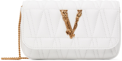 Versace White Virtus Mini Shoulder Bag In 6w17v-optical White