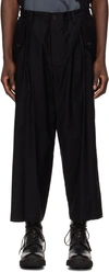 YOHJI YAMAMOTO BLACK TUCK TROUSERS