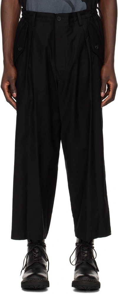Yohji Yamamoto Black Tuck Trousers In 1 Black
