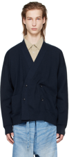 MEANSWHILE NAVY DOUBLE-BREASTED CARDIGAN