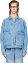 MEANSWHILE BLUE PLEATED DENIM JACKET