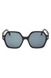 Tom Ford Romy 56mm Polarized Geometric Sunglasses In Black