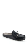 Aerosoles Cody Womens Bow Leather Slide Slippers In Black Leather