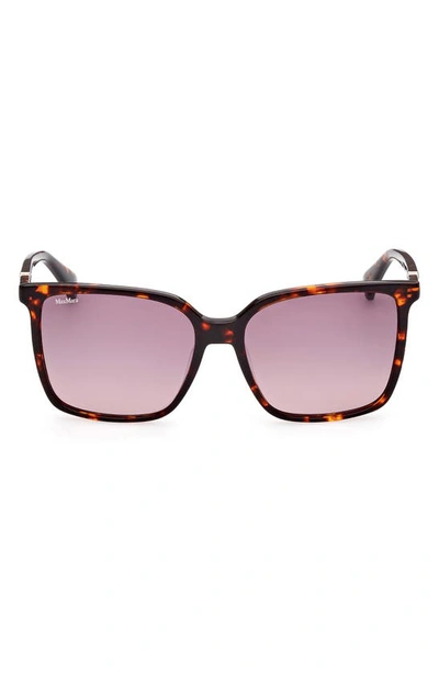 Max Mara 57mm Square Sunglasses In Red Havana/ Gradient Brown