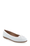Aerosoles Homebet Bow Flat In White Perf