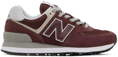 New Balance Burgundy 574 Core Sneakers In Red/white
