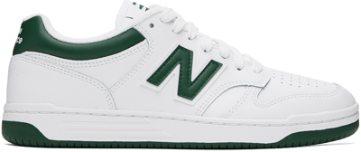 New Balance White & Green 480 Sneakers