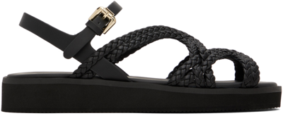 See By Chloé Black Sansa Flat Sandals In 001-black
