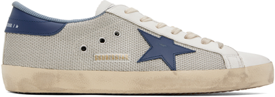 Golden Goose Silver & Navy Super-star Sneakers In 70290 Light Silver/b