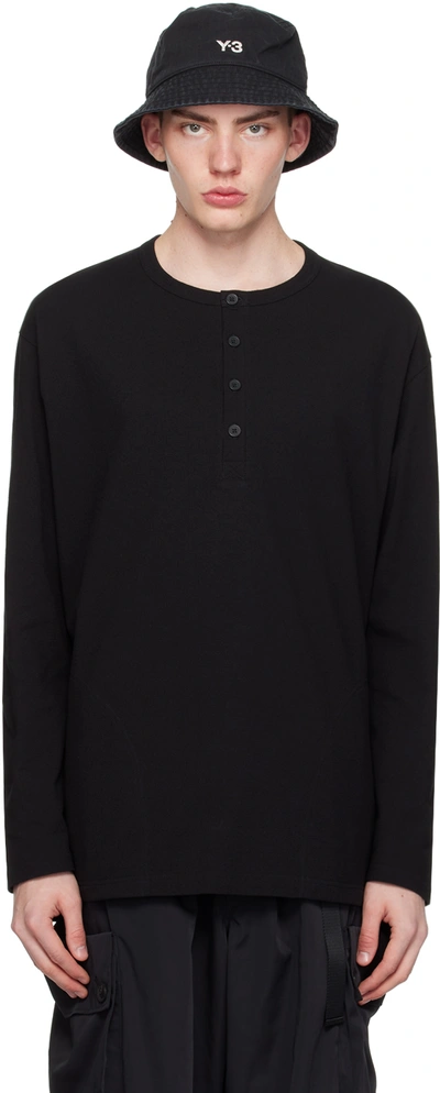 Y-3 Black Buttoned Long Sleeve T-shirt