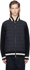 MONCLER NAVY QUILTED DOWN CARDIGAN