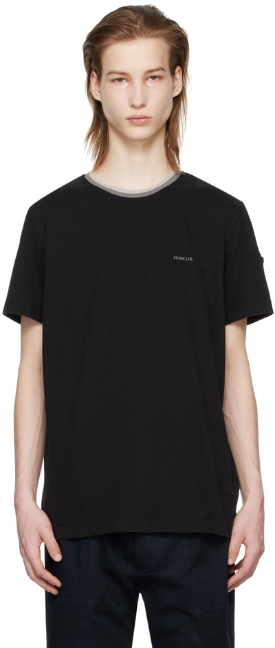 Moncler Black Bonded T-shirt In 999 Black