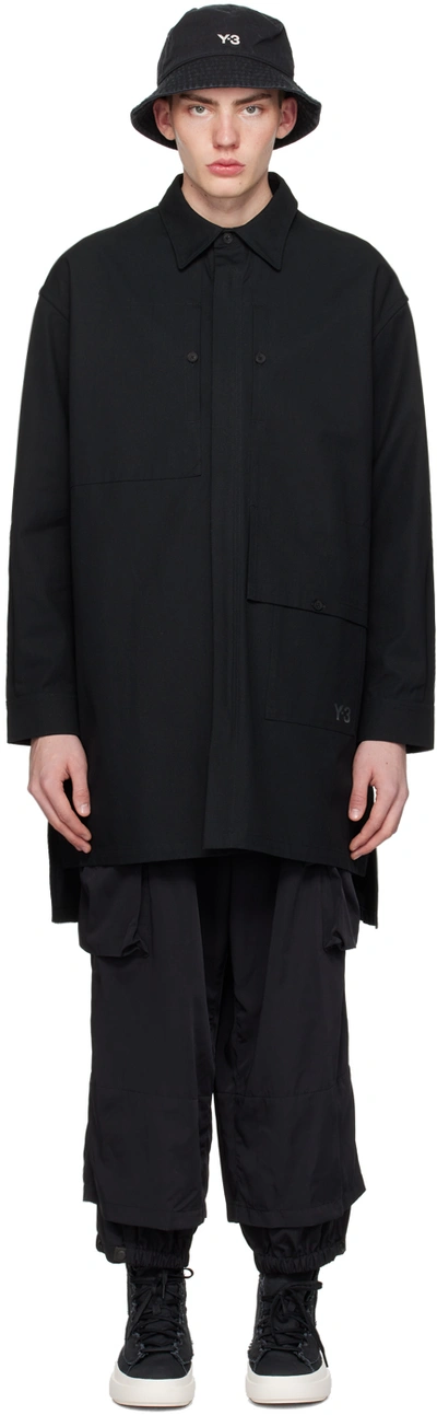 Y-3 Workwear Cotton Shirt Jacket In Black