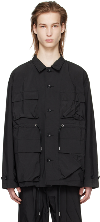 Meanswhile Black Paper Touch Jacket In Off Black