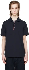 Moncler Navy Press-stud Polo In Dark Navy 77x