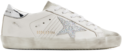 Golden Goose White & Silver Super-star Sneakers In 10268 White/silver