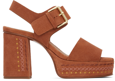 See By Chloé Orange Pheebe Platform Sandals In 810-medium Orange