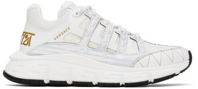 Versace White Trigreca Sneakers In D0191-white+gold