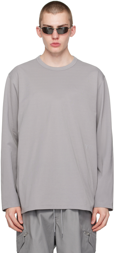 Y-3 Gray Premium Long Sleeve T-shirt In Ch Solid Grey