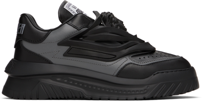 Versace Black & Gray Odissea Sneakers In Black+anthracite