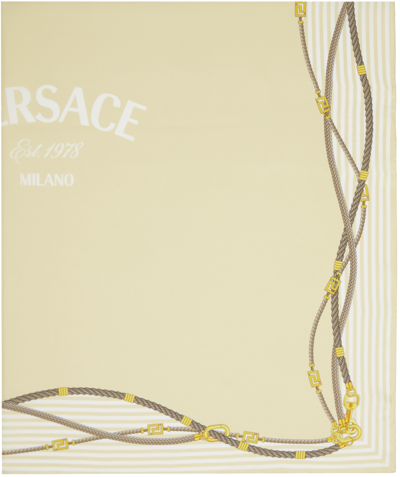 Versace Yellow Greca Nautical Large Silk Scarf In 5k400-sand+gold