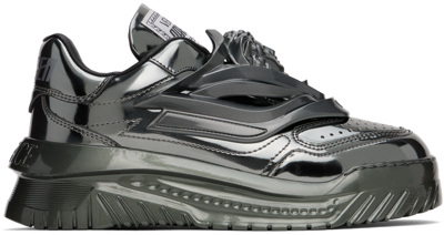 VERSACE GUNMETAL ODISSEA SNEAKERS