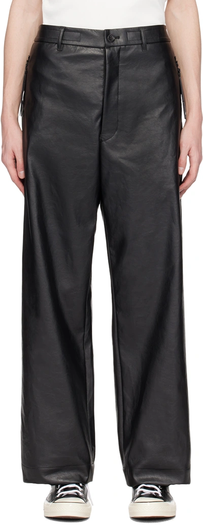 N.hoolywood Black Drawstring Faux-leather Trousers