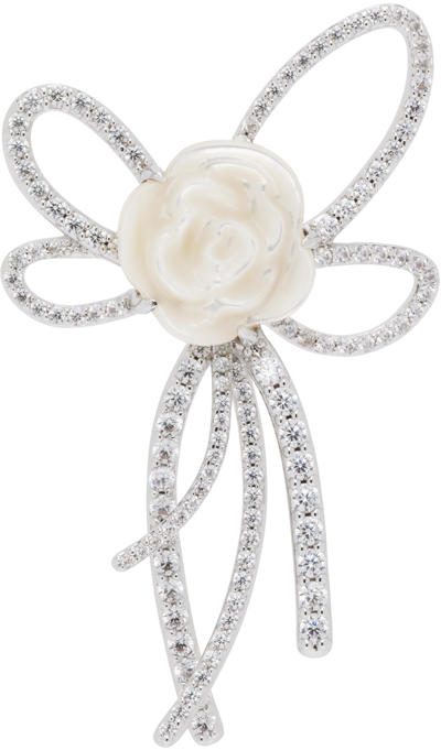 Shushu-tong Silver Yvmin Edition Line Bow Shell Rose Single Earring