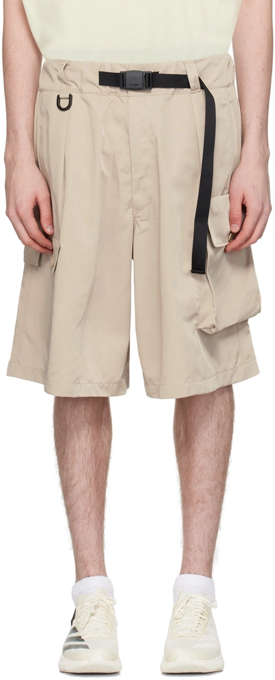 Y-3 Beige Belted Shorts In Clay Brown