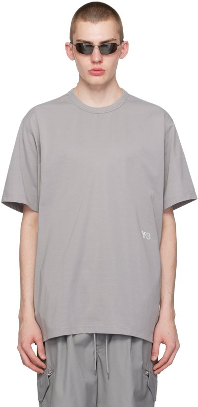 Y-3 Grey Premium T-shirt In Ch Solid Grey