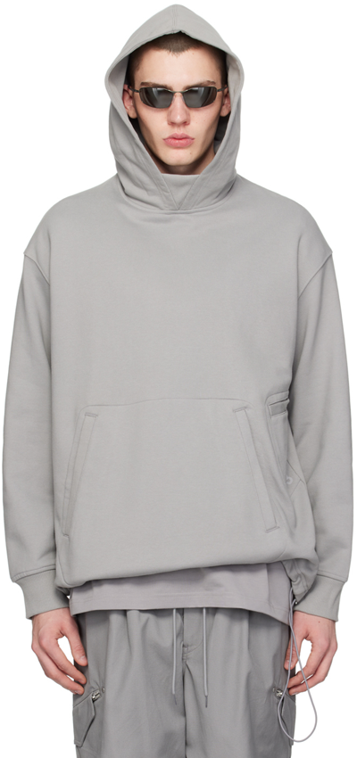 Y-3 Grey Pocket Hoodie In Ch Solid Grey