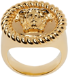 Versace Engraved Medusa Head Brass Rings In 3j000- Gold
