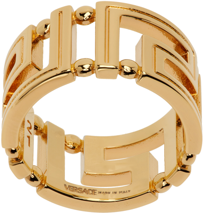 Versace Gold Greca Ring In 3j000- Gold