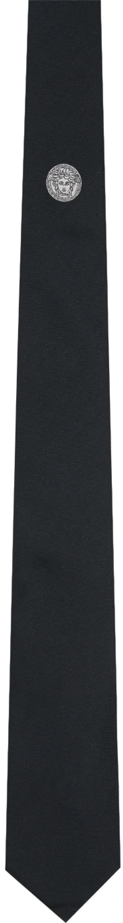 Versace Medusa Silk Tie In Black