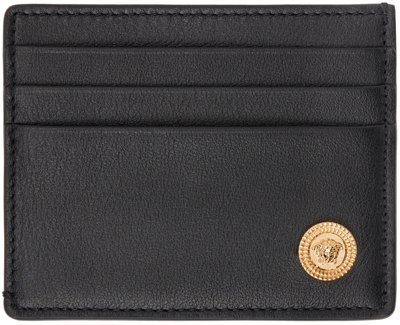 Versace Black Medusa Biggie Card Holder In Black- Gold