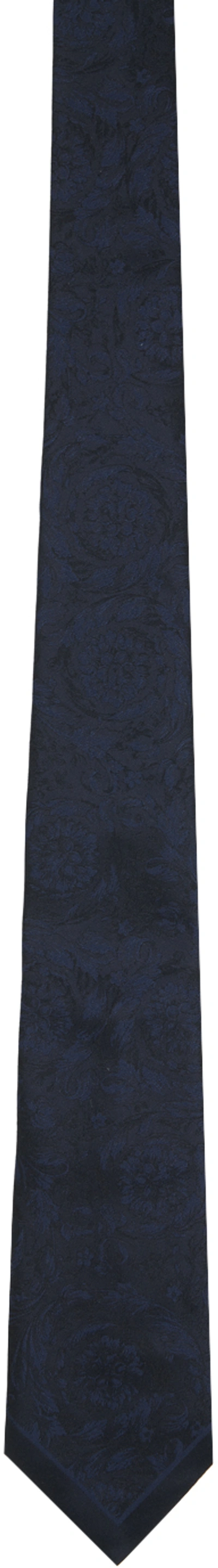 Versace Navy Barocco Tie In 1ui20-navy Blue