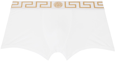 Versace White Greca Border Boxers In A81h-white- Greek Go