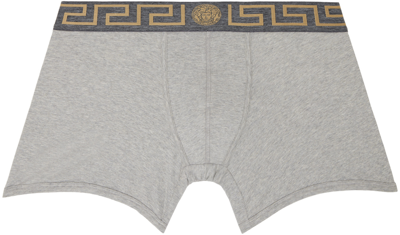 Versace Gray Greca Border Boxers In A9x1-grey-gold