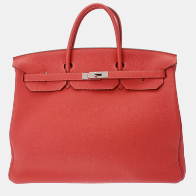Pre-owned Hermes Red Togo Leather Birkin 40 Handbag
