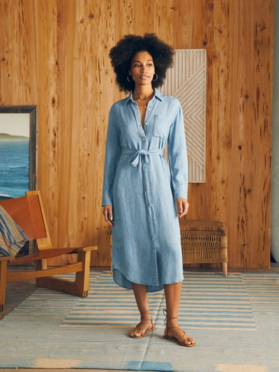 Faherty Tried And True Midi Shirtdress In Blue Tide Wash