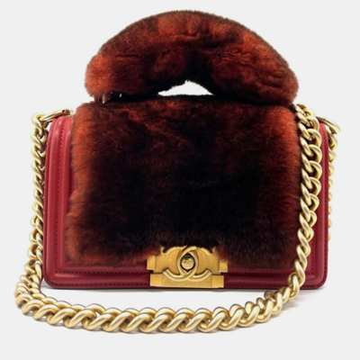 Pre-owned Chanel Red Orylag Top Handle Boy Bag