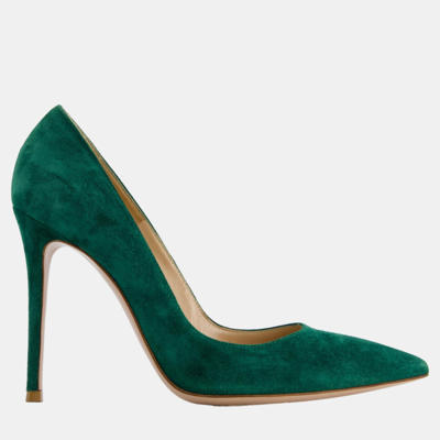 Pre-owned Gianvito Rossi Emerald Green 105 Suede Leather Heel Size Eu 39