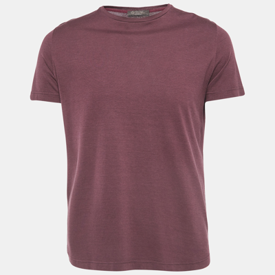 Pre-owned Loro Piana Burgundy Cotton Crew Neck T-shirt M