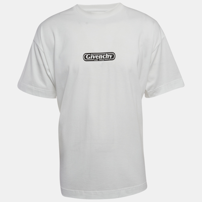 Pre-owned Givenchy White Logo Printed Cotton Standard Fit T-shirt L