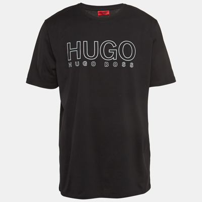 Pre-owned Hugo Boss Black Logo Print Cotton Crew Neck T-shirt Xl