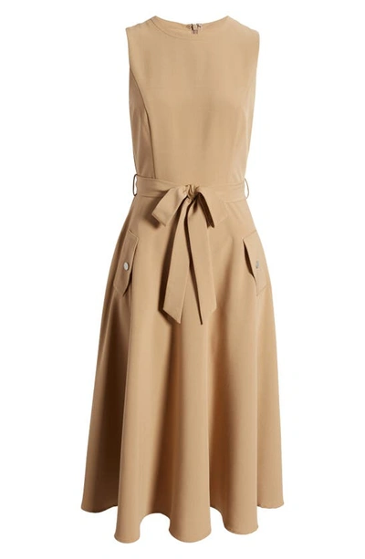 Nordstrom Tie Belt Fit & Flare Dress In Tan